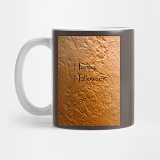 Happy Halloween in black on pumpkin orange painting Mug